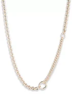 Gold Tone 17" Crystal Cable Chain Collar Necklace