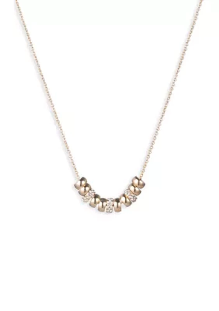 Gold Tone 16" Pave Frontal Necklace