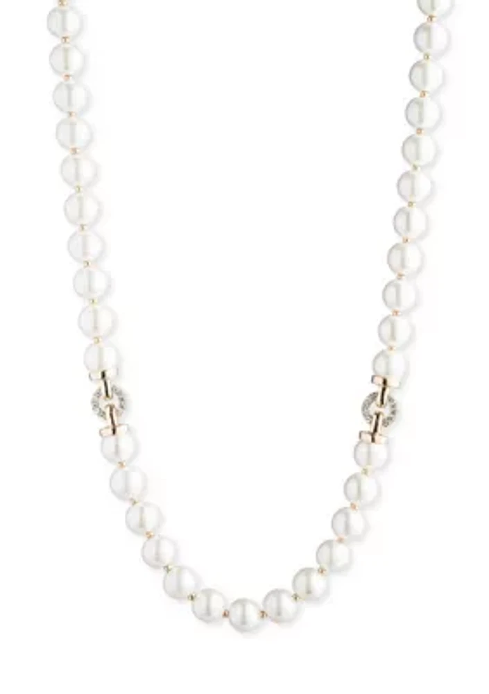 Gold Tone Pearl Collar Necklace