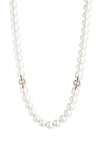 Gold Tone Pearl Collar Necklace