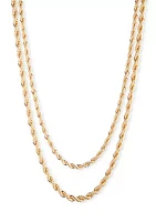 Gold Tone 2 Row Rope Chain Necklace