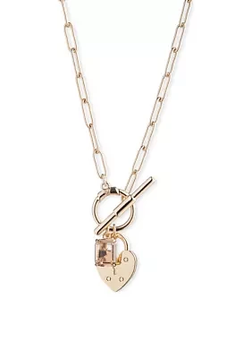 Gold Tone Vintage Rose Charm Pendant Necklace