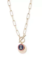 Gold Tone Navy Charm Pendant Necklace