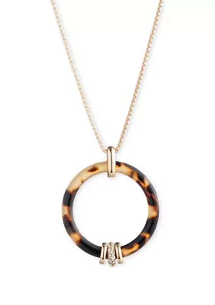 Gold Tone Tortoise Pendant Necklace