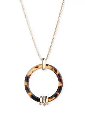 Gold Tone Tortoise Pendant Necklace