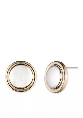 Two-Tone 12MM Button Stud Earrings