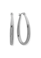 Silver-Tone Teardrop Hoop Earrings