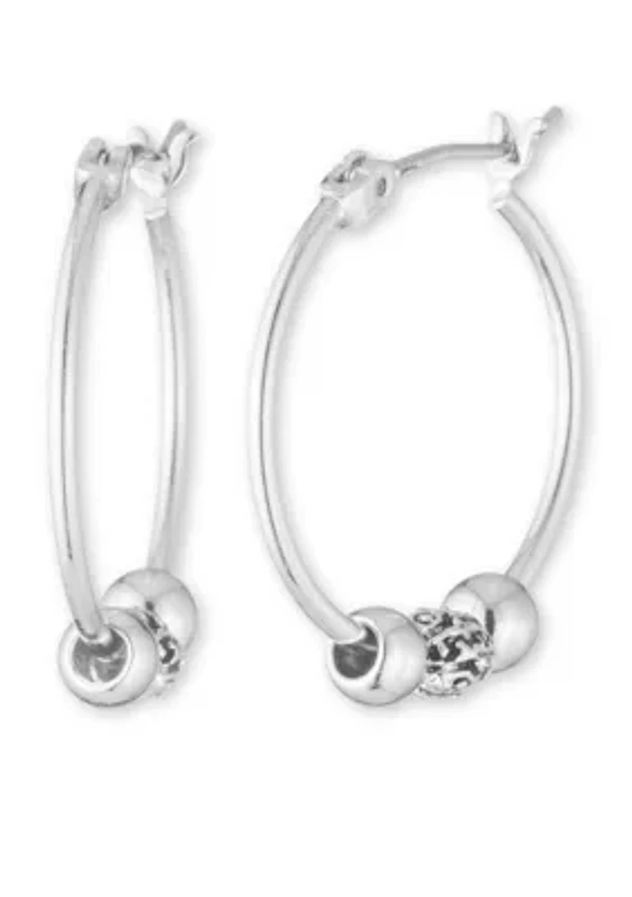 Silver-Tone Small Slider Hoop Earrings