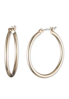 Gold-Tone Medium Thin Hoop Earrings