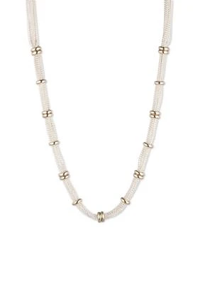 Silver/Gold-Tone Chain Collar Necklace 