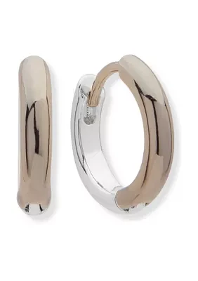 Two-Tone Huggie Hoop Earrings