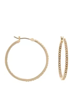 Gold-Tone Beaded Hoop Earrings