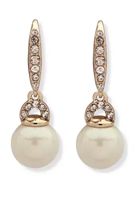 Gold-Tone Pearl Drop Earrings