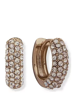 Gold-Tone Crystal Pave Huggie Hoop Earrings