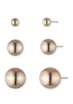 Metal Ball Earring Trio Set