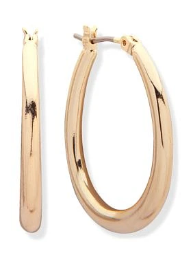 Gold Tone Medium Click Top Hoop Earrings