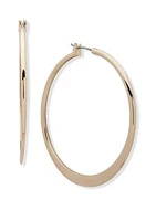 Gold Tone Large Thin Hoop Earrings