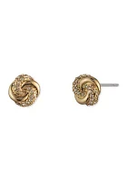 Gold Tone Small Pavé Crystal Knot Stud Earrings 