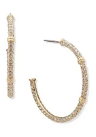 Medium Crystal Pavé Hoop Earrings in Gold Tone Metal