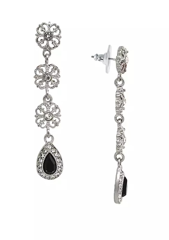 Crystal Linear Drop Earrings silver