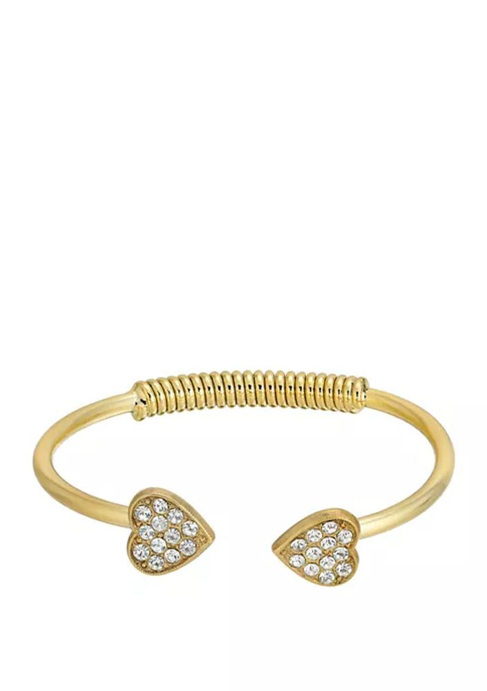 14k gold heart bangle bracelet