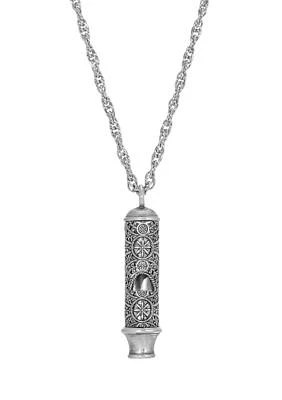 Pewter Whistle Pendant Necklace 