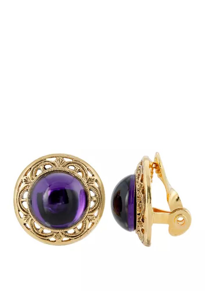 Mixed Purple Earrings Clip Louise Glassberry Globe S Double Stones Tonal |  Lott Gioielli