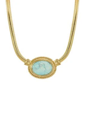 Gold Turquoise Oval Stone Necklace