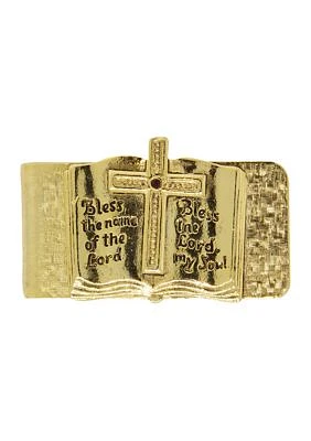 Gold-Tone Open Bible "Bless The Lord" Money Clip