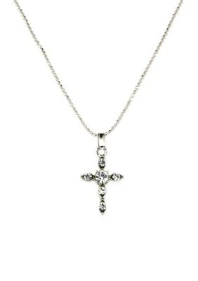 Silver Tone Cross Pendant Necklace