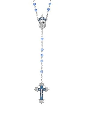 Silver-Tone Sapphire Blue Color Enamel "King of Kings" Rosary