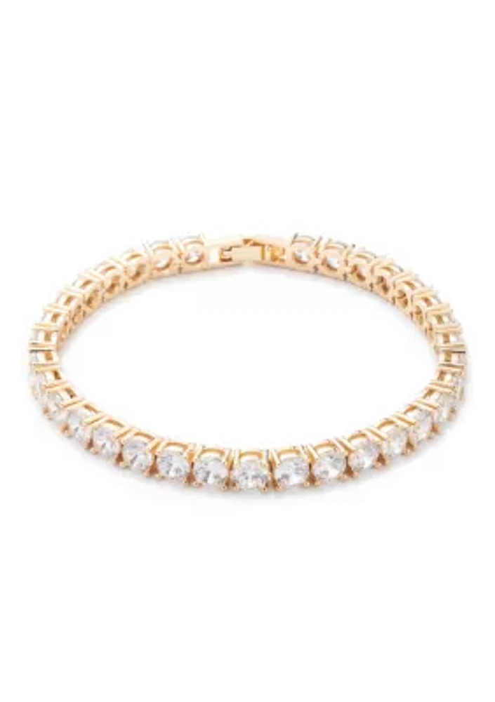 Gold Tone Crystal Stone Flex Bracelet