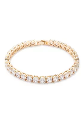 Gold Tone Crystal Stone Flex Bracelet