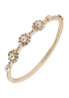 Gold Tone Pearl Bangle Bracelet