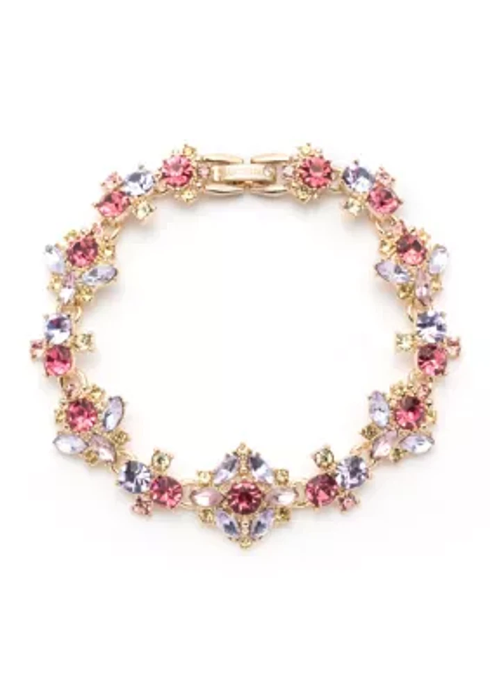 Gold Tone Multi Cluster Flex Bracelet