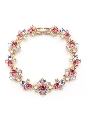 Gold Tone Multi Cluster Flex Bracelet