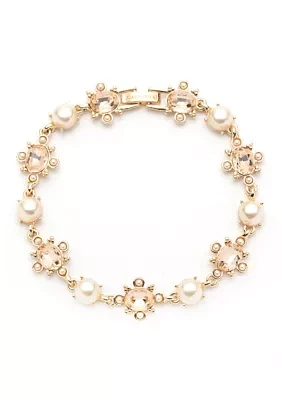 Gold Tone Blush Pearl Flex Bracelet