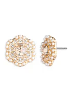 Gold Tone Floral Stud Earrings