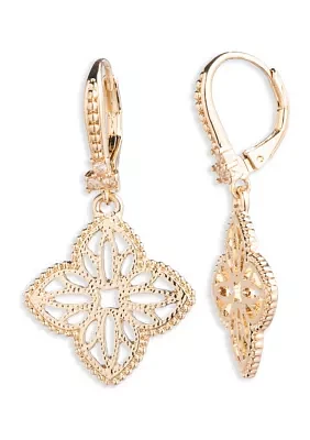 Gold Tone Filigree Drop Earrings