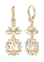 Gold Tone Double Cluster Drop Earrings