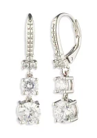 Silver Tone  Crystal Drop Earrings