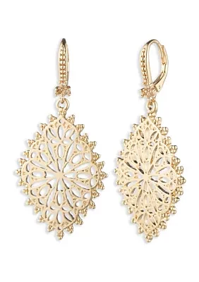 Gold Tone Filigree Drop Earrings