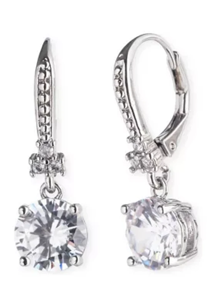 Silver Tone Crystal Drop Earrings