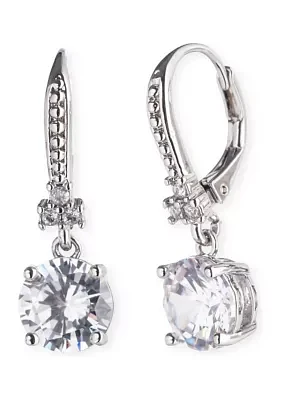 Silver Tone Crystal Drop Earrings