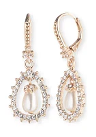 Gold Tone Pearl Drop Earrings