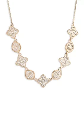 Gold Tone 16'' Filigree Frontal Necklace