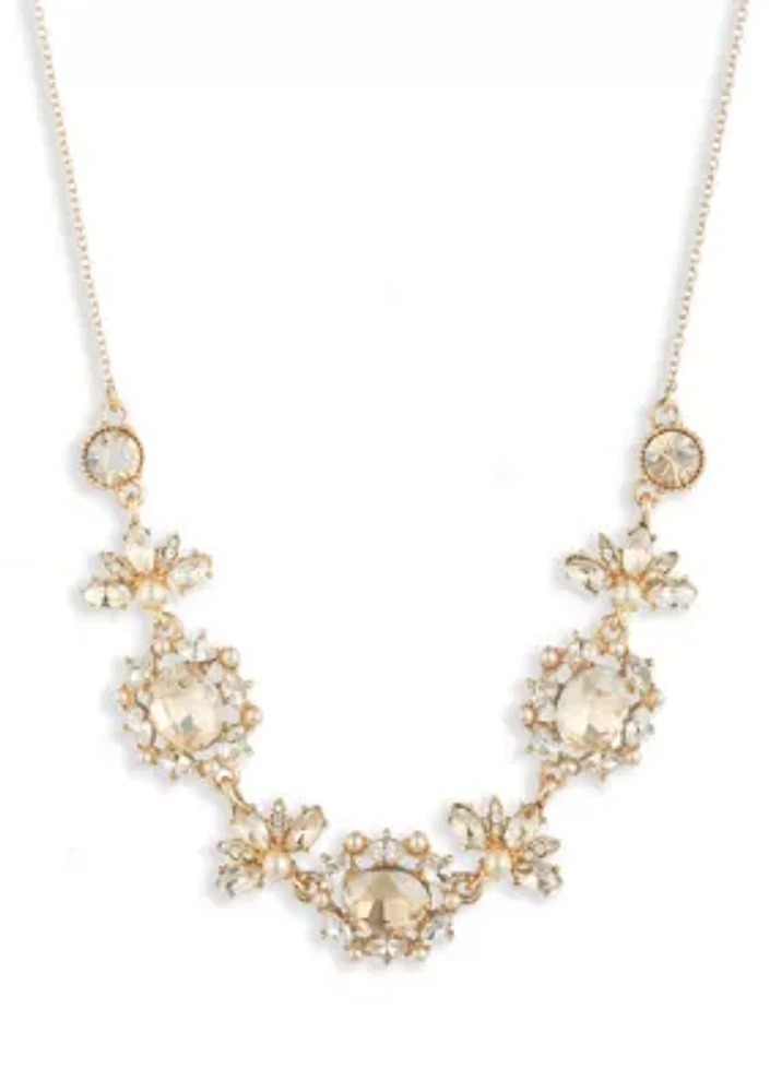 Gold Tone Cluster Frontal Necklace