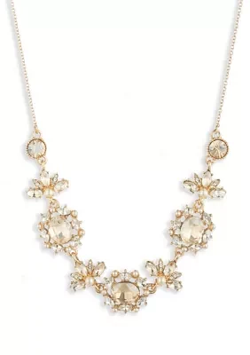 Gold Tone Cluster Frontal Necklace