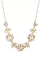 Gold Tone Cluster Frontal Necklace