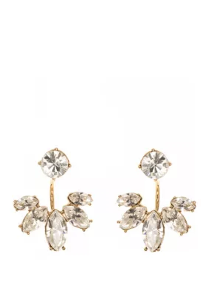 Gold Crystal Silk Marquis Floater Earrings